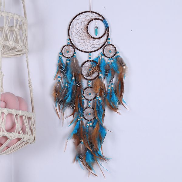 Oggetti decorativi Figurine Fatti a mano Indian Dream Catcher Rattan Bead Feathers Dream Catchers Wall Hanging Home Decoration Hanging Ornament 230209