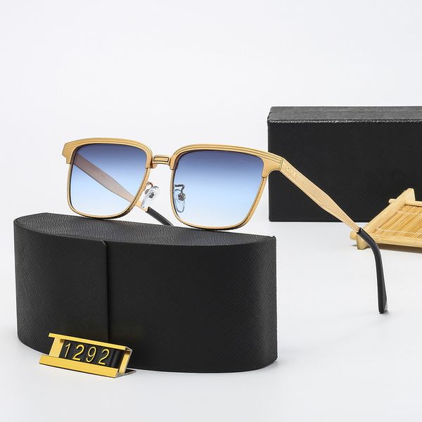 Sunglass Square 2022 Novos óculos de sol de moldura de metal da moda para homens e mulheres óculos escuros para casais que dirigem a foto da rua côncavos 1292