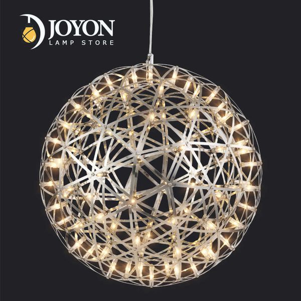 Luzes modernas remotas montadas bola de faísca LED LED Fireworkyky Aço inoxidável Teto Pingente luminárias penduradas lustres iluminando 0209