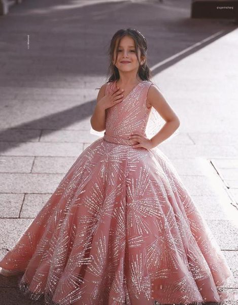 Vestidos de menina adoráveis ​​meninas de flores dubai filha criança bela bela kids concurso formal primeiro vestido de comunhão Santa