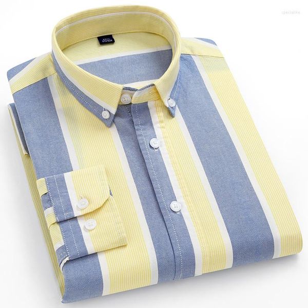 Мужские платья рубашки прибытие Pure Cotton Oxford полосатая или клетчатая рубашка мужская тенденция одежды для моды Longsleeve для мужчин пуговица