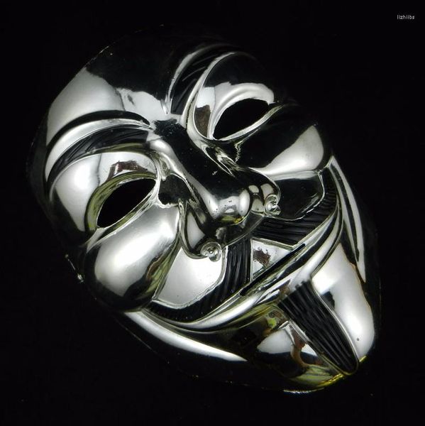 Party Supplies 2023 Halloween Maskerade Kostüm Cosplay V für Vendetta Anonymous Maske Golden Silber Erwachsene