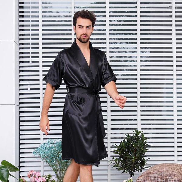 Мужская одежда для сна для мужчин для мужчин с коротким рукавом имитировать шелковые мужские кимоно наборы длинно