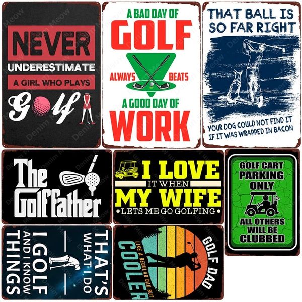 Golf King Vintage Metal Tin Wall Sign for Club, Pub, Bar, Home Decor - 20x30cm, The Golf Father Plaque, Golf Course Sticker.