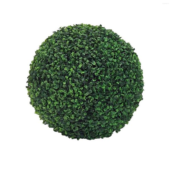 Milan Leaf Effect Artificial Grass Bonsai: Hanging Decorative Plastic Ball with Green DIY Flowers & Fake Accessory.