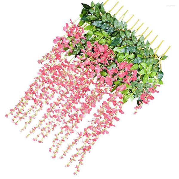 Flores decorativas Flores artificiais Garland parede de teto de pendurar simulação vegetação caseira de casamentos de plástico de videira falsa azul roxo