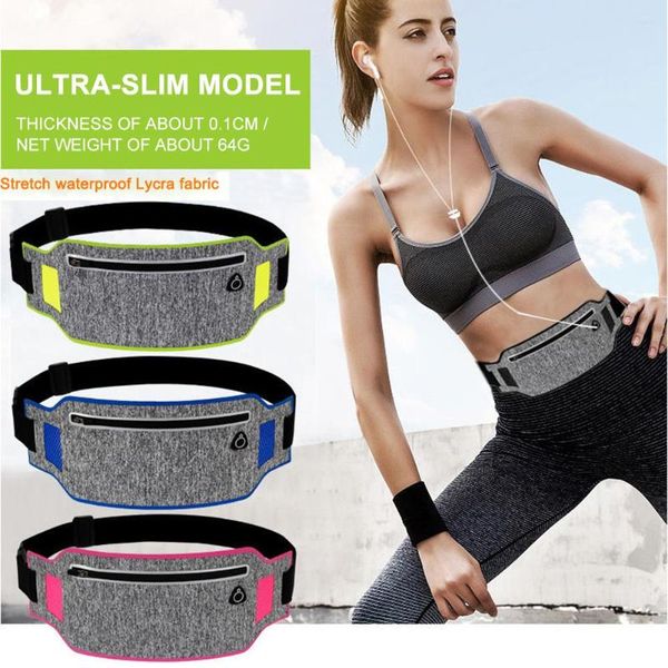 Bolsas de cintura que funcionam na cintura nylon lycra fitness telefone celular bolsa