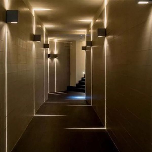 LED LAMPAGGIO DELLA parete da esterno da 6W verso il basso IP65 Waterproof White Black Modern Walls Fishtures Lights Lights 86-265 Externero Home Lighting Uselight