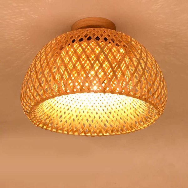 Luzes naturais de bambu natural dia 30/38cm e27 minimalismo caseiro iluminação criativa sala de decoração lâmpadas de gaiola de decoração 0209