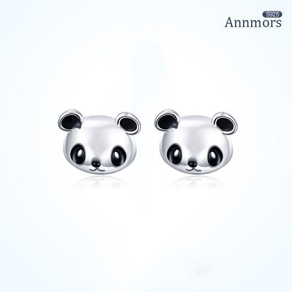 Orecchini a forma di testa di panda carino a forma di animale piercing all'orecchio argento sterling 925 moda coreana natale fine donna gioielliStud Odet22