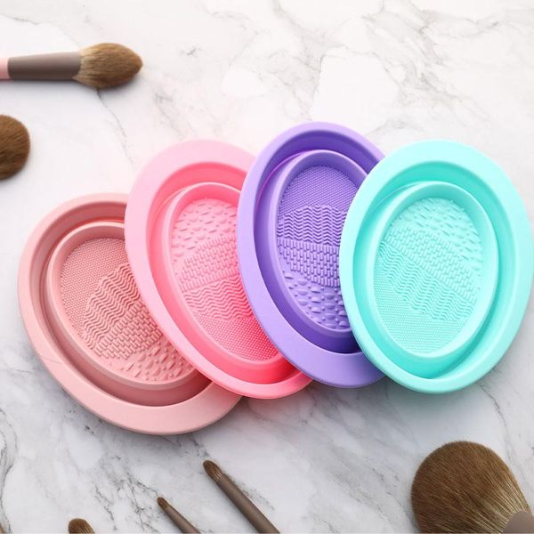 Pennelli per trucco Detergente per pennelli in silicone Fondotinta cosmetico Trucco Attrezzo manuale Lavaggio Scrubber Board Pad Pulizia MatMakeup