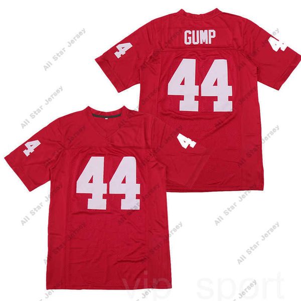 American College Football Wear Men Movie 44 Forrest Gump Football Jersey Red Color Away Home Bordado e Algodão Puro de Algodão Puro Brindável à venda