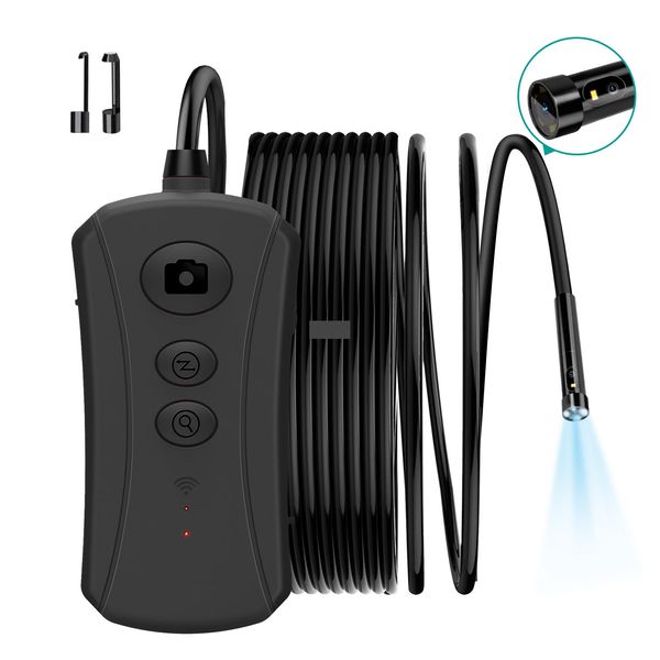 1.5m Kablo Uzunluğu Çift Lens WiFi Endoskop Kamerası, Kablosuz 1080p Çift Kamera Borescope Teftiş 5.0mm Lens Ultra Slim Sim Su Geçirmez Yılan 7 LED halka Işık PQ308