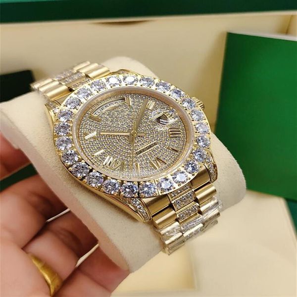 Orologio President Day Date 43mm Movimento meccanico automatico con grandi diamanti 2813 Orologi da uomo Orologi da polso da uomo 662297a