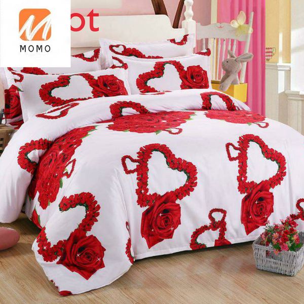 Постилочные наборы 3D Red Love Set Romantic Weddance Day Day For The Gift для ее 4 кусочков.