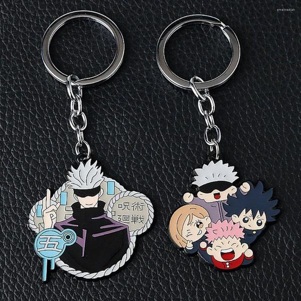 Keychains Anime Jujutsu Kaisen Metal Keychain Cosplay Satoru Gojo Yoji Itadori Sakuna megumi Pingente de teclado de chaveiro Acessórios