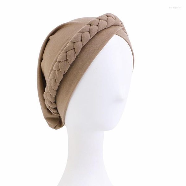 Berretti Beanie/Skull Caps Sciarpa Musulmana Per Le Donne Solido Cotone Turbante Cappello Cap Interno Femminile Arabo Wrap Turbantes Delm22