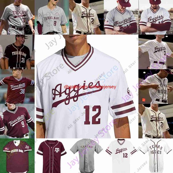 Сшитые бейсбольные майки A M Baseball Jersey College NCAA Майкл Вача Уилл Фриззелл Рэй Алехо Остин Бост Логан Бритт