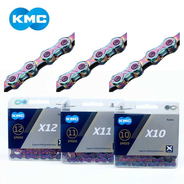 KMC Aurora Bicycle Chain X10 X11 X12 MTB Cadeiras 11s 12s 10s Correntes de bicicleta de montanha Curren for Shimano Parts 0210