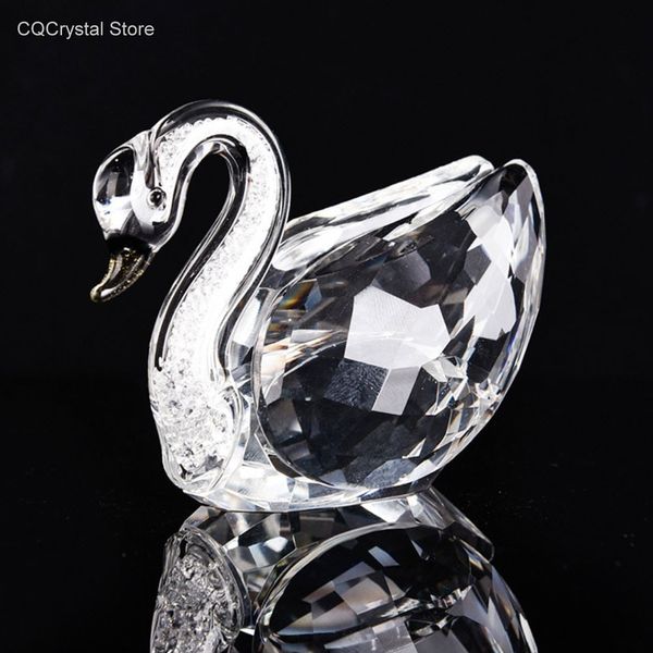 Oggetti decorativi Figurine 6 colori Cute Swan Crystal Glass Ornament Collection Diamond Swan Animal Fermacarte Tavolo Craft Home Decor Regali per bambini 230210