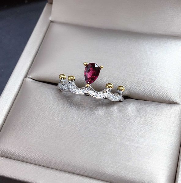 Solitaire Ring Colife Mücevherleri Günlük Giyim İçin Vintage Gümüş Garnet 4mm*6mm Armut Kesim Doğal 925 Y2302