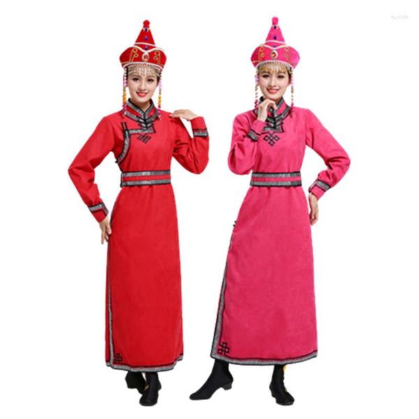 Kostümzubehör Rotes Mongolei-Kleid Langarm mongolische Kleidung Nationaltanzkostüme Jahr Festival