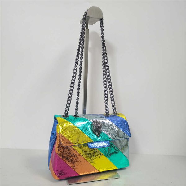 Новая орла -головка дизайнерская сумка для змеиной кожи на плечах сумки женская сумочка цветовая контрастная сумка сплайсинг красочный яркий кожа