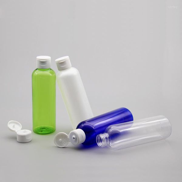 Depolama Şişeleri 200ml 40pcs Boş mavi şeffaf yeşil plastik kapak şişesi şampuan kozmetik losyon kapsayıcı