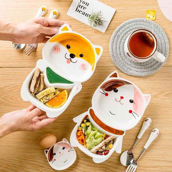 Pratos desenho animado bebê western cerâmica prato em casa infantil rice criativo tigela café da manhã jantar jantar super fofo