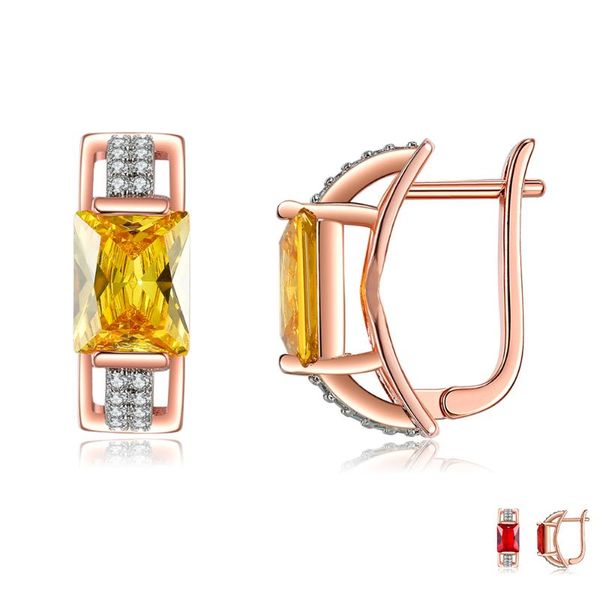 Ohrstecker INALIS Roségold für Frauen, quadratischer weiblicher Ohrring, zweifarbig, Zirkonia, Jahrestagsgeschenk, Schmuck im Angebot