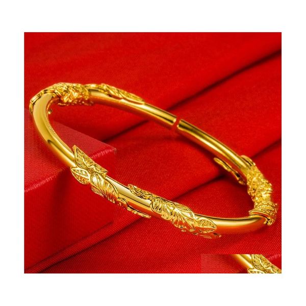 Bangle Fashion Classic Apertura di apertura Fiori e foglie Acacia Bracciale Rattan Sand Gold Gold Mosaic Delivery Delivery Gioielli Bra DH0QD