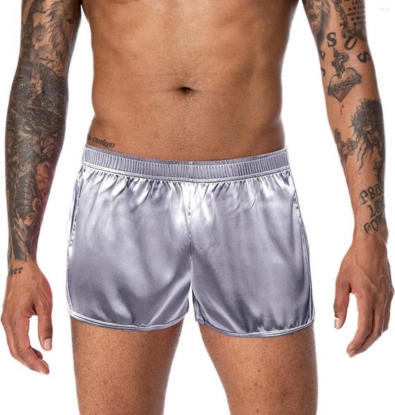 Shorts masculinos Firottii masculino de 3 polegadas de seda de cetim pijamas de fundo