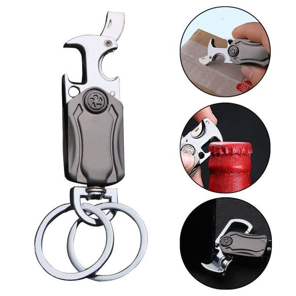 Fidget Spinner Auto-Schlüsselanhänger, multifunktional, 5-in-1-Flaschenöffner, Schlüsselanhänger, tragbares Mini-Klappmesser mit Telefonständer für Männer und Frauen, Geschenke