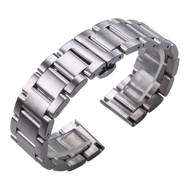 Solid 316l Aço inoxidável Bandas de releveito prateado 18mm 20mm 22mm Metal Watch Strap Wel Watches Bracelet CJ1912252489