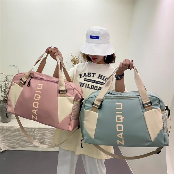 Bolsas de ombro de mulheres, atmosfera simples contraste de colorido bolsa de viagem ao ar livre fitness seca e molhada separação feminina bolsas smal251b