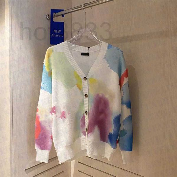 Maglioni da donna Designer Color Tie Dye Coppie Cappotti Casual Allentato Maglieria da donna Abbigliamento Cardigan lavorato a maglia a maniche lunghe 19W6