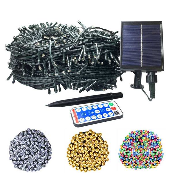 Saiten Solar Remote LED String Licht 50m 100m Wasserdichte Outdoor Girlande EU Stecker Fee Für Urlaub Weihnachten baum HochzeitLED