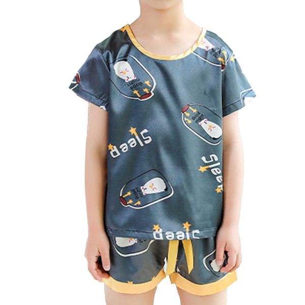 Kleidung Sets Jungen Mädchen Hause Pyjamas Sommer Kinder Casual Schlaf Kleidung Sets Kind T-shirts Top mit Shorts Zwei Stücke Anzüge nachtwäsche W230210