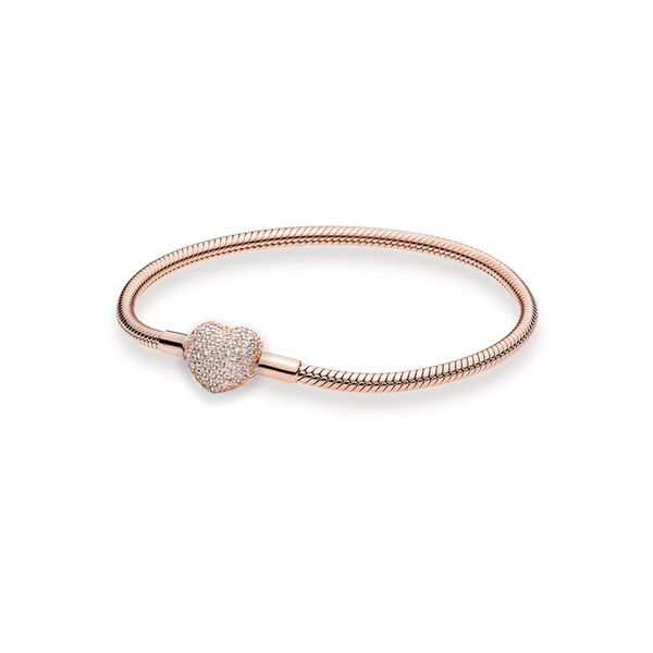 Bracelete de charme de pavimentação de ouro rosa de ouro rosa com caixa original para jóias de casamento de prata esterlina autêntica de Pandora para mulheres encantos de cadeia de cobras Bracelets