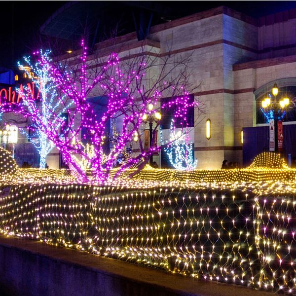 Stringa di luci nette Illuminazione per alberi 9,8 x 6,6 piedi Luce a rete Scintillio da giardino con telecomando per recinzione per prato all'aperto Decorazione per interni RGB Crestech