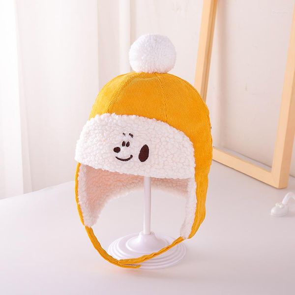 Şapkalar 2023 Sonbahar Kış Çocukları Sevimli Karikatür Köpek Bebek Şapka Erkek Dış Mekan Kue Kap Kapı Sıcak Beanie Kızlar İçin Çocuk Aksesuarları 2-4y