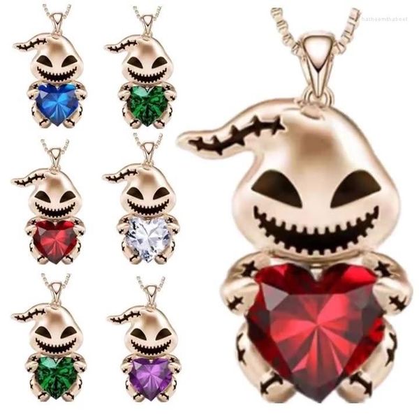 Colares pendentes de moda de moda feminino de cristal crânio emo colar de cabeça charme desenho animado ghost coração cortado jóias itens de dia dos namorados