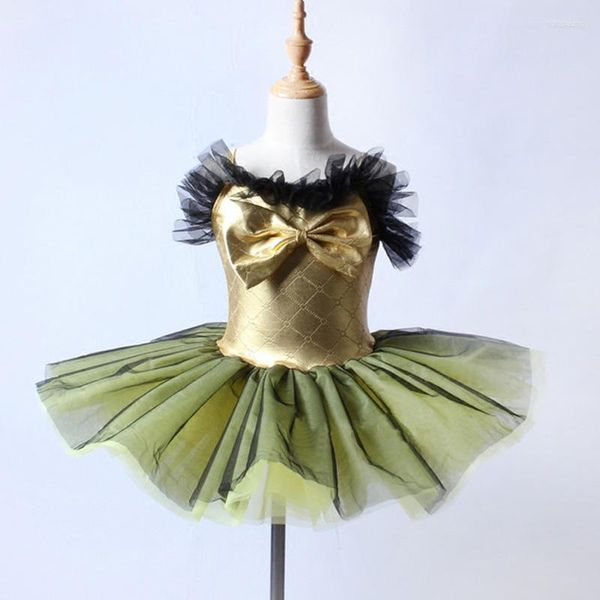 Bühnenkleidung Mädchen Gold Bird Ballett Tutus Theaterkostüm Giselle Tutu Kleid Ballerinas Kleider