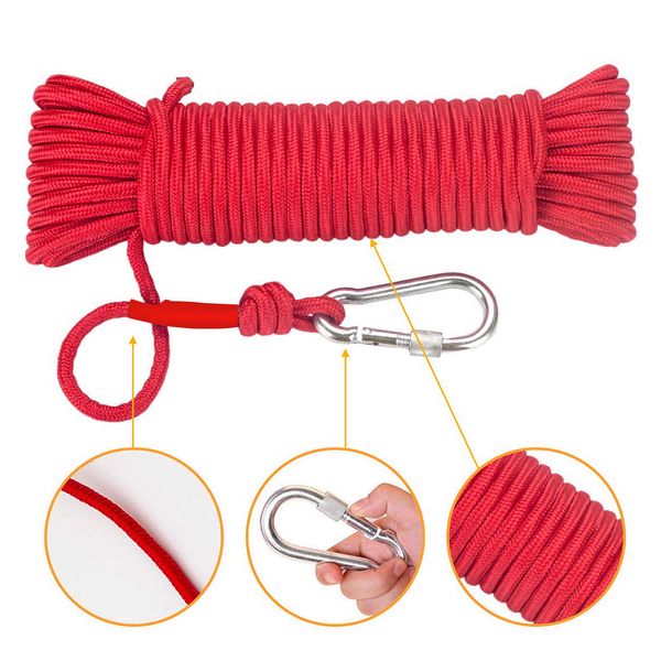 Kordon Slings ve Doking 20 Metre Acil Kaçış Halat Tırmanışla Balıkçılık Mıknatıs Halat 8mm Naylon Kurtarma Güvenli Kılıflı Halat Güvenli Kilitli 230210