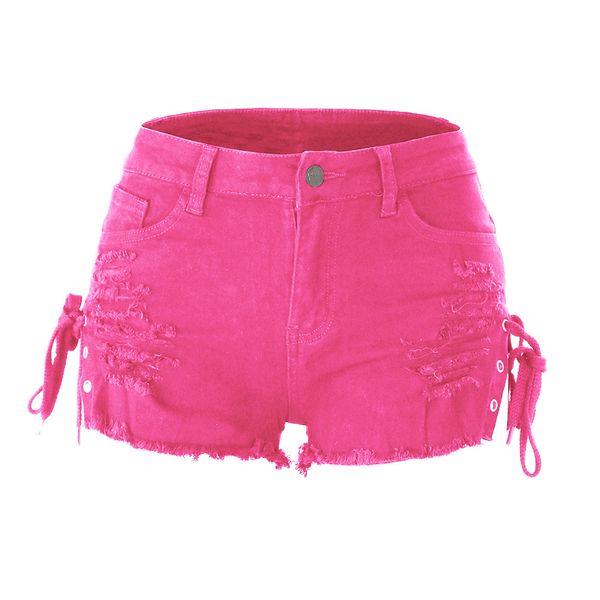 Jeans femininos Surnta de primavera de shorts perfurados shorts com franjas baixas faixas divididas sexy calças gostosas 6069h2