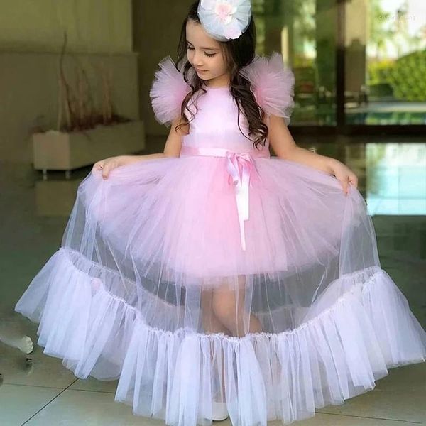 Girl Dresses Princess Fancy Blue Tulle Tulle Flower Birthday Wedding Robe de Demoiselle Communione