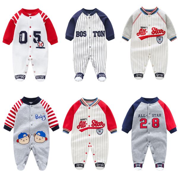 Rompers born Junge Langarm Strampler Baumwolle Baby Kleidung Overall Hübscher Basketball Jersey 0 18M 230209