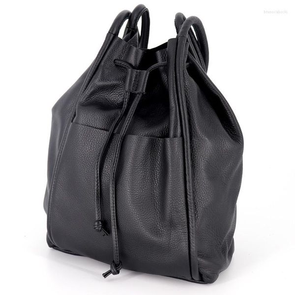 Akşam çantaları kadın kova çantası 2023 kadın orijinal deri omuz astar vintage büyük kapasiteli bayanlar seyahat alışveriş bolsa seyahat