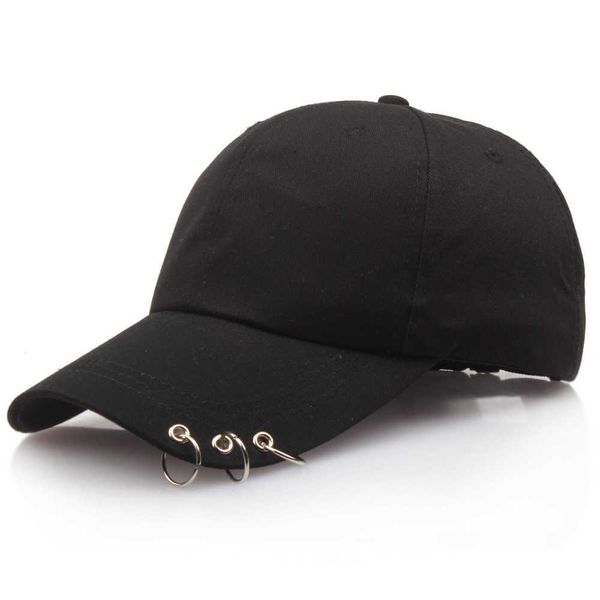 Ball Caps Summer Unisex Baseball Cap с 3 металлической кольцевой крышкой для рыбалки на улице сплошной спортивной шапки Новая регулируемая модная крышка для мужчин G230209