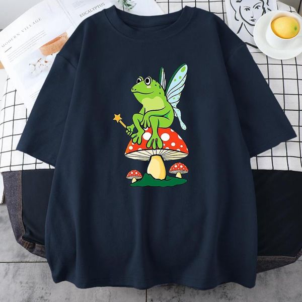 Erkek Tişörtleri Cottagecore Frog Fairycore Mantar Goblinkore Tshirt Erkeklik Pamuk T-Shirt Nefes Alabilir Yaz Üst Yumuşak Tee Giysileri